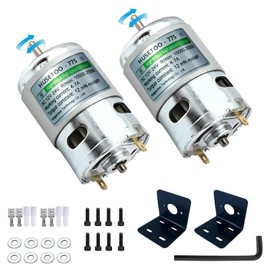 ‌12V 775 DC Motor - High Torque (Max 20000 RPM) Dual Ball Bearing, Built-in Cooling Fan for Power Wheels Upgrade 2pcs (Round Shaft, Includes Bracket-2Pack)