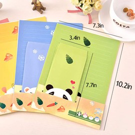 DxJ Total 45pcs Letter Writing Stationery Paper Letter Set (30 Stationery Papers +15 Envelopes) 4 Different Cute Lovely Kawaii Cartoon Animal Design(DW5)