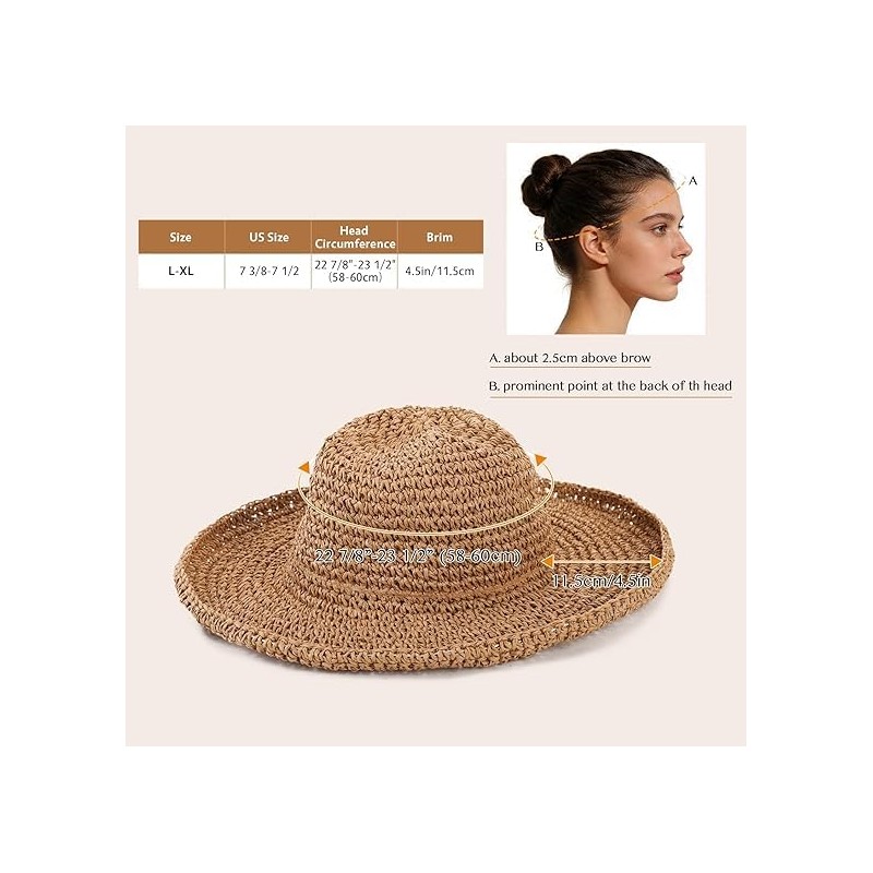 Cappello da Donna in Paglia con Tesa Larga Pieghevole Cappelli