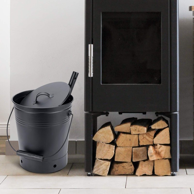 INNO STAGE Ash Bucket with Lid and Wood Handle Coal