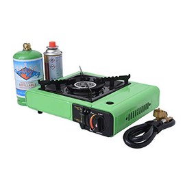 Flame King Portable Butane & Propane Gas Stove with Single Burner for Cooking, Black/Green