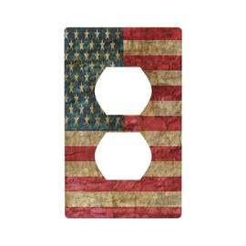 Moslion USA Flag Outlet Covers American Flag Stars Lines Red Blue Stripes Retro 1-Gang Wall Plate Duplex Standard Receptacle Plug Cover Bedroom Bathroom
