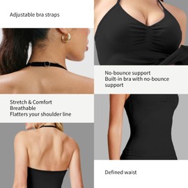 Workout Tank Tops for Women with Built in Bra Sleeveless Gym Tops Seamless Racerback Athletic Yoga Shirts Black-S