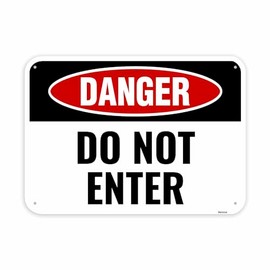 1PC Danger Do Not Enter Sign, 14 x 10 Inches - Aluminum - No Entry Stay Out Hazard Keep Out Outdoor Sign