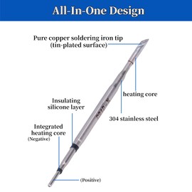 Soldering Iron Tip, Multilayer Electroplated Stainless Steel Soldering Tool Replacement Tip, for JBC Soldering Station T26 Universal One-Piece Handle for Soldering and Repairing (C210-K)