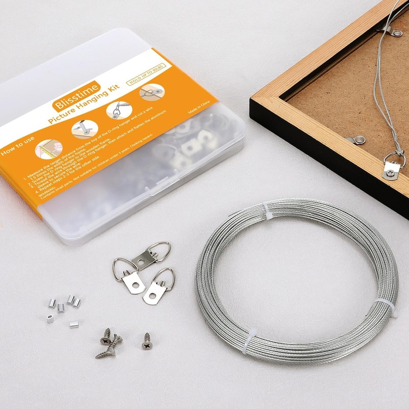 Blisstime Picture Hanging Kit - 100 Feet Braided Hanging Wire,