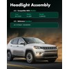 SCITOO Headlight Assembly Fit 2017-2021 for JEEP COMPASS Black Housing