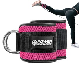 POWER GUIDANCE Ankle Strap for Cable Machine, Adjustable Ankle Straps for Working Out, Neoprene Pad for Glute Kickbacks & Lower Body Exercises
