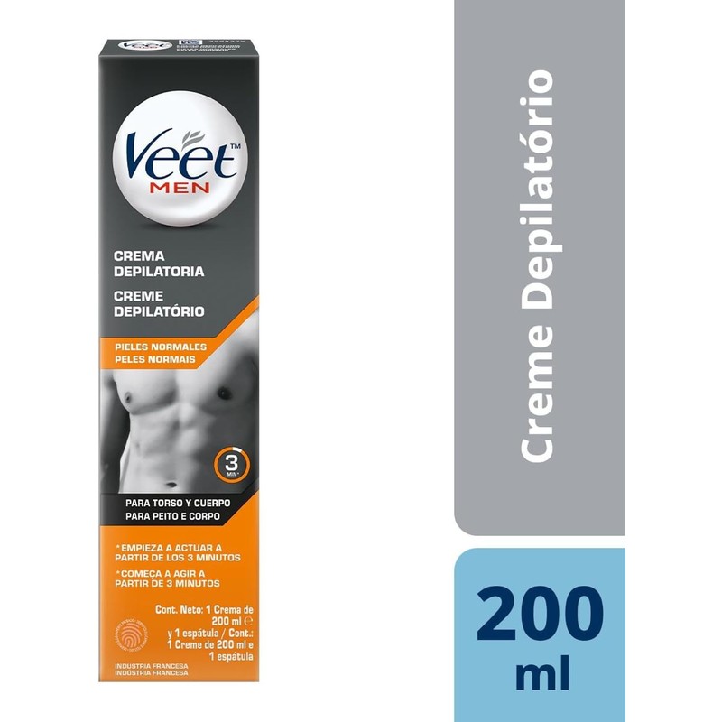 Veet Men Crema Depilatoria para Hombres, Piel Normal Envase 200