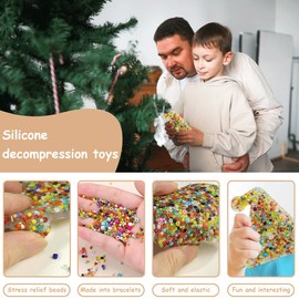 Multi-Functional Skin Picking Fidget Toys, Silicone Picking Toy for for Beading, Sensory Picking Pad, Fidget Pocket Pads to Pick Dig and Peel, Great for Dermatillomania, ADHD, OCD (Christmas Tree)