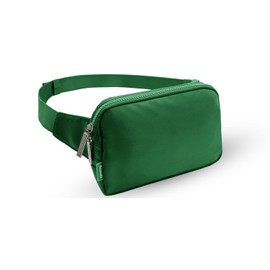 Bomvabe 2L Everywhere Belt Bag for Women Men, Large Fanny Pack with Adjustable Strap 55", Waist Bag with Multiple Pockets, Crossbody Bag Water-resistant for Travel Gym Sports Running Hiking, Green