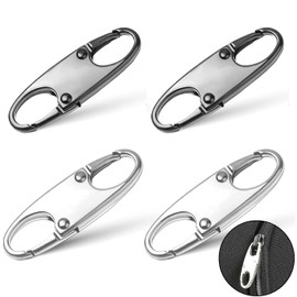 4 Pack Zipper Clips Theft Deterrent Zippers Pull Replacement, Backpack Luggage Case Zipper Locks (Black and Silver)
