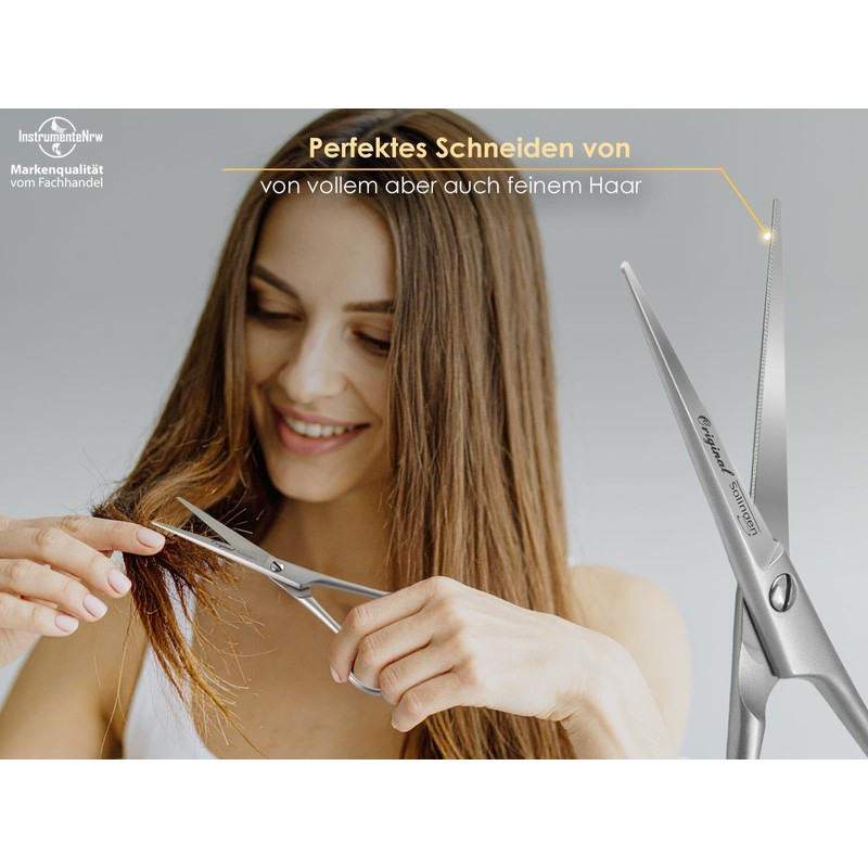 Solingen Hair Scissors with Sharp Cut and Single-sided Micro Serration,