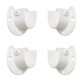 FYTRONDY White Edition Stainless Steel Closet Rod Bracket, U-Shaped Open Type Socket, Wardrobe Support, Shower Curtain Rod End Supports (1-1/4 INCH, 4 Pack)