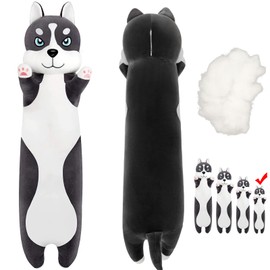 Mikytoper Long Dog Plush Pillow - Soft Husky Plushie Stuffed Animals Plushie Pillow kawaii Long Husky Dog Plushie Pillow Gift for Kids Adult, Cute Home Decoration (50CM)