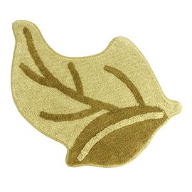 Cotton Leaf Toilet Mat, Approx. 28.7 x 26.4 inches (73 x 67 cm), Leaves Green, 100% Cotton, Washable, Anti-Slip Treatment