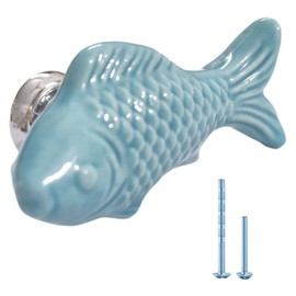 Wannianmu 4 Pack Blue Goldfish Cabinet Pulls Vintage Cabinet Knob Handle Drawer Pull Animal Dresser Knob Cupboard Pulls