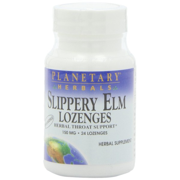 Planetary Herbals Slippery Elm Lozenges, Herbal Throat Support, 24 Lozenge