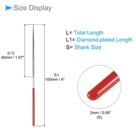 CoCud Diamond Coated Needle File, 150 Grit 2 mm Shaft 100 mm Length, Diamond Round File Sharpening Tool - (Applications: for Metal Glass Stones) Pack of 5