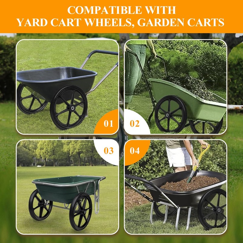 20” Flat Free Wheelbarrow Wheels and Tires, with 2.45” Centered