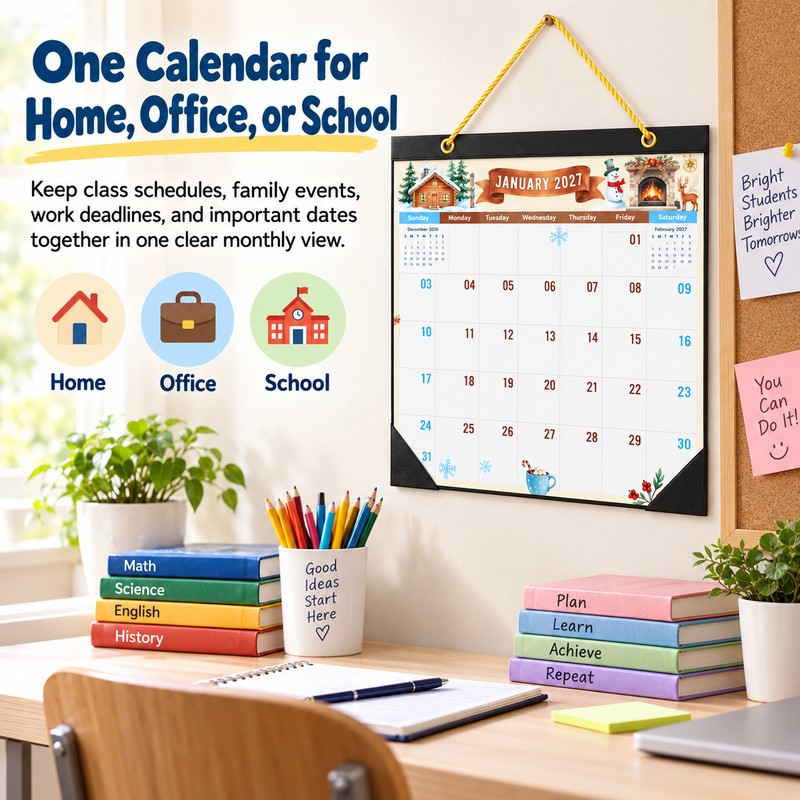 2027 Wall Calendar for Daily Planning – Festive Watercolor Art