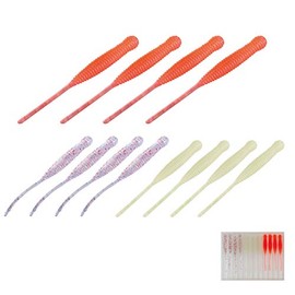 GORIX GLURE-W1 Worm Set, 1.8 inch (45 mm), 3 Color Mix, Set of 12 for Fishing, Saltwater Fishing, Light Games, Mebaling, Fishing