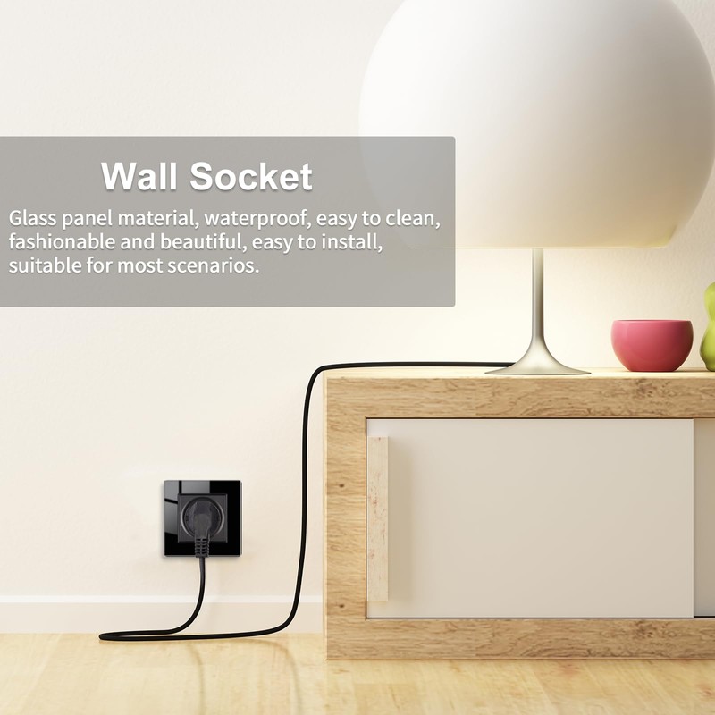 JIMEIDA Glass Socket Single Black Flush-Mounted Protective Contact Wall Socket