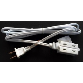 Powtech 4ft White Electrical Extension Cord Power Wire 2 Prong 3-Way Electric Adapter