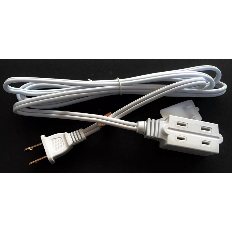 Powtech 4ft White Electrical Extension Cord Power Wire 2 Prong