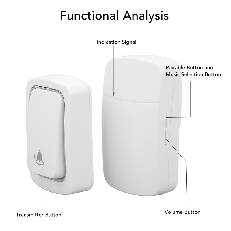 Wireless Doorbell Set Battery Free Self Powered Door Bell 2