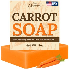 Carrot Soap – Natural Skin Brightening Carrot Face & Body Wash for Glowing Skin – Exfoliating Facial Cleanser for Colored Spots, Hyperpigmentation – Soap to Reduce Acne, Even Tone – Made in USA