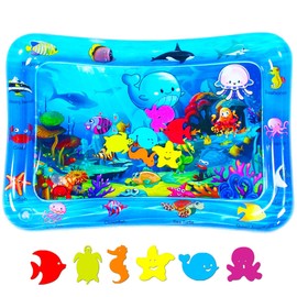 Infinno Water Mat Baby Water Play Mats for Floor, Inflatable Activity Mat for Infants and Toddlers 3 to 36 Months Promote Development Toy (Blue Sea World)
