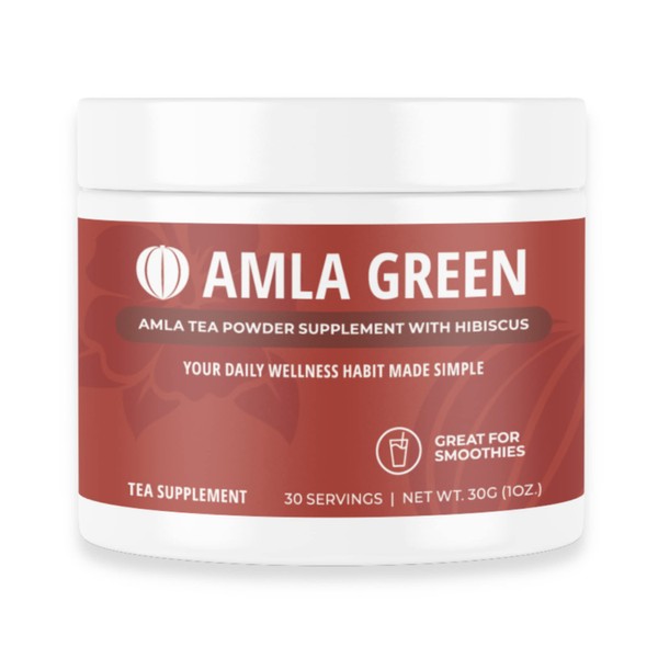 Amla Green Tea Superfood Powder Supplement, Daily Greens Antioxidant Blend with Organic Oolong Tea, 20x Concentrated Amla, Indian Gooseberries, Smooth Flavor, 30 Servings,