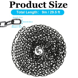 QTLCOHD 30 ft. Black Chain 1/8 Inches Heavy Duty Decorative Black Chain for Hanging Plants, Helloween Metal Black Porch Swing Chain Link, Black Chains for Outdoor Fence