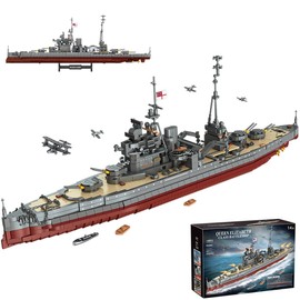 FULHOLPE Queen Elizabeth Class Battleship Building Blocks Set, MOC Military Warship Model Bricks Construction Toy Compatible with Major Brands - 2277 Pieces