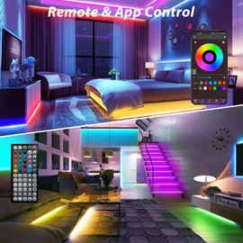Ledagic Led Lights for Bedroom 50ft Music Sync Color Changing Led Strip Lights with Remote and App Control RGB Led Light Strip for Home Party Room Decor
