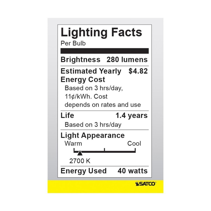 Satco 40R14 Incandescent Reflector, 40W E26 R14 Stubby, Clear Bulb