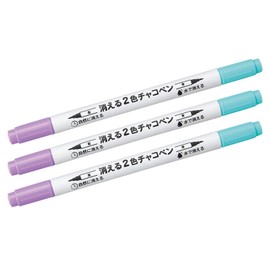 391304 Disappearing 2 Colors Chaco Pen, 3 Pieces, Water Disappear, Natural Disappearing, Water-based, Chaco Pencil, Marker Type, Twin, Fine Point, Crafts, Sewing