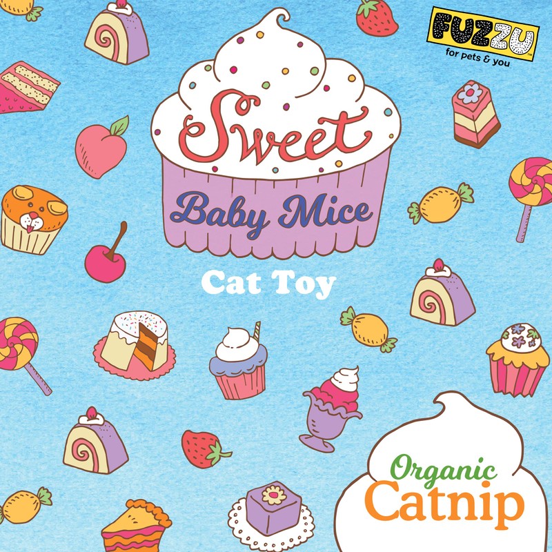 FUZZU Sweet Baby Mice, Mouse Cat Toy in with Organic