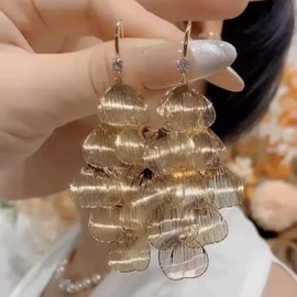 Flower Layered Earrings for Women Gold Leaf Dangle Drop Earrings Silver Gemstone Floral Layered Drop Earring Summer Beach Jewelry Accessories, fitting, Alloy Steel, No Gemstone