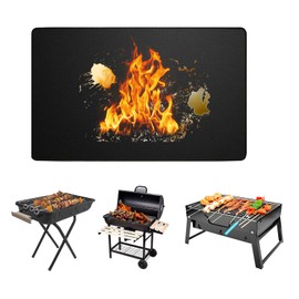 RONGTAI 36" x 48" Heat Resistant Under Grill Mats, Fireproof Waterproof Deck Patio Protector, Reusable Oil-Proof Square BBQ Mat for Outdoor Grill, Stove