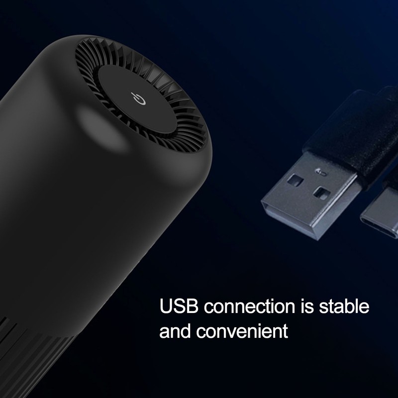 Black Air Purifier Portable USB Powered Low Noise Car Air