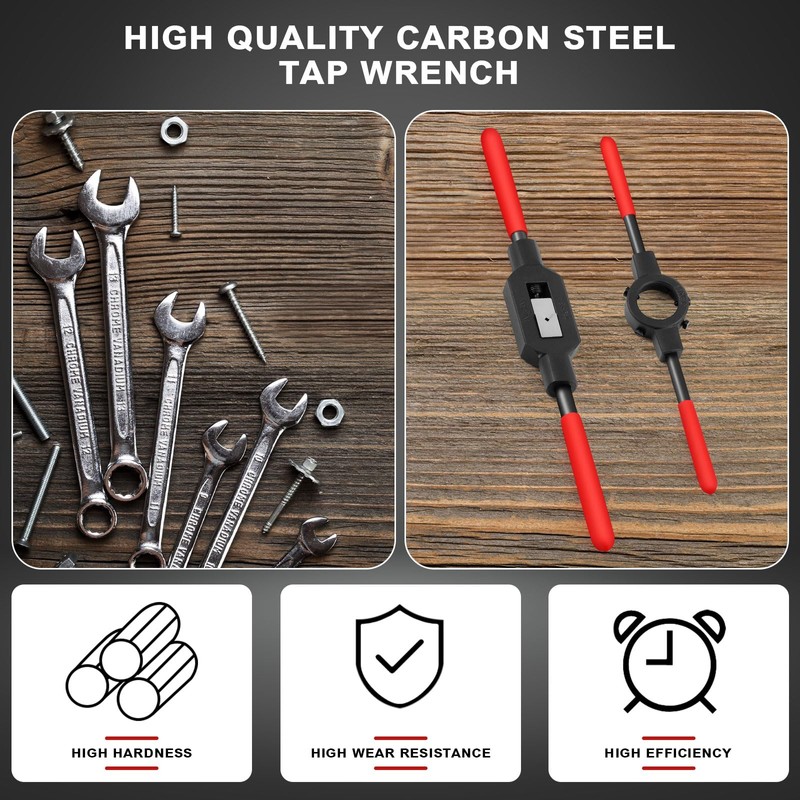 Leriton 2 Pcs Adjustable Tap Wrench Handle Round Die Stock