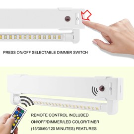 LUXSWAY 46 LED Super Bright Under Cabinet Lighting Battery Operated, Battery LED Remote Light, Wireless Led Shelf Lighting with Remote, Warm/Cool White Stick Up Light for Pantry, Timer Off & Dimmer