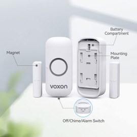 VOXON Wireless Door and Window Alarm Sensor 4 Pack 2 Modes Magnetic Window Door Burglar Alarm with 100dB Loud for Kids Safety Home Shop Security