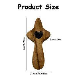 Cross My Heart Wooden Pocket Cross,Encouragement Stress Relief Prayer Fidget Toy,Religious Gift for Clutching Clinging Anxiety Relief,Christian Gift for Children and Adults (Olive)
