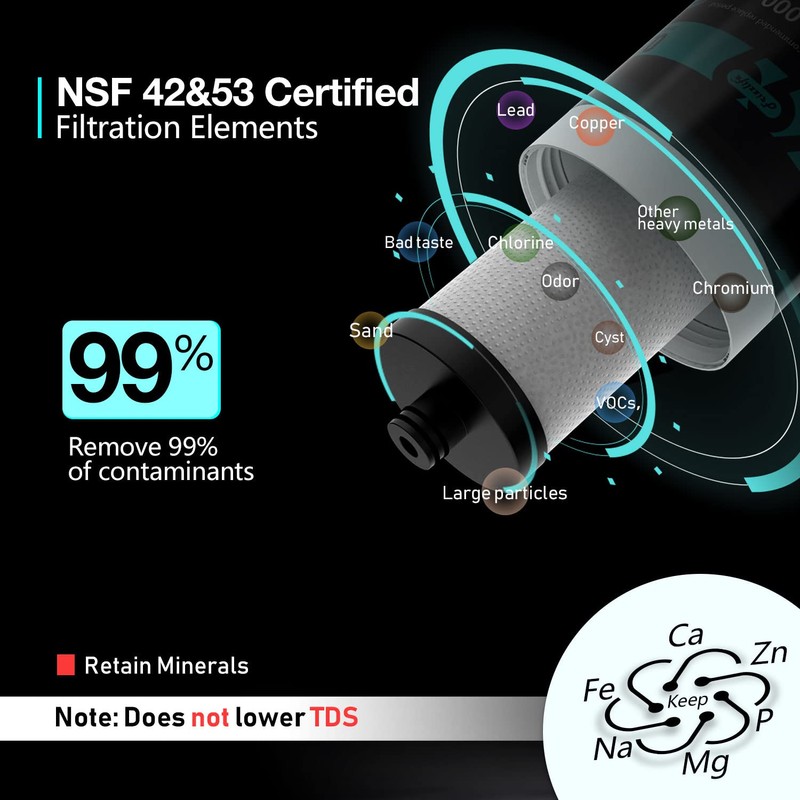 Frizzlife FK99 Under Sink Water Filter System, NSF/ANSI 53&42 Certified,