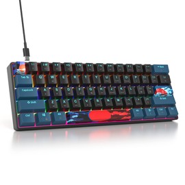Mosptnspg Protable 60% Teclado mecánico para juegos, mini compacto RGB retroiluminado 61 teclas con cable teclado de oficina con interruptor rojo para Mac/Win (Monstor black/red Switch 61)