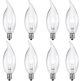 Tiqian 8-Pack E12 Base 60W 120V B10 CTC Incandescent Clear Dimmable Light Bulbs Long-Lasting, Energy-Efficient, Transparent Candle Light Bulbs for Chandeliers, Ceiling Fans, Pendants, and Fireplaces
