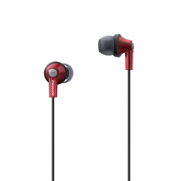 Panasonic RP-HJE150M-R In-Ear Earphones, Wired with Microphone, Red